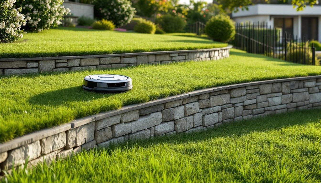 découvrez les avantages du robot de tonte et de l'entretien manuel pour votre jardin en terrasses afin de choisir la solution la plus adaptée à vos besoins.