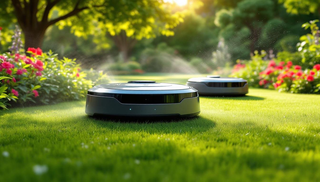 découvrez notre sélection de robots tondeuses compatibles avec les systèmes d'arrosage automatique pour un entretien de pelouse efficace et sans effort.