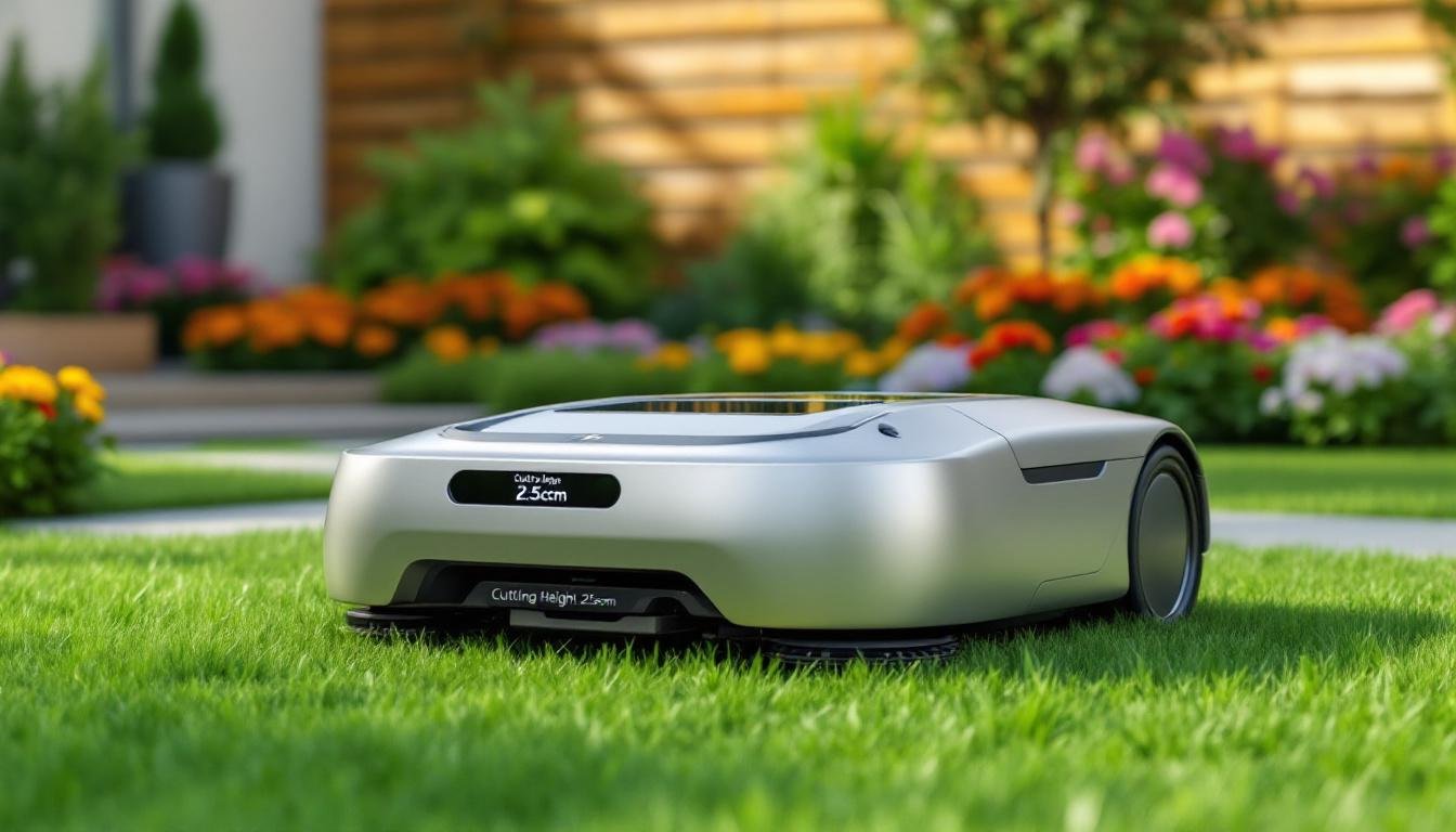 découvrez notre tondeuse autonome à coupe adaptative qui ajuste la taille de coupe en fonction de la pousse de votre gazon pour un entretien précis et efficace.