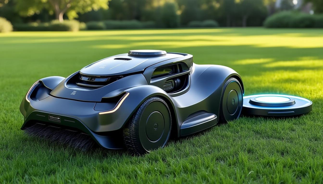 découvrez comment une tondeuse robotisée recharge automatiquement sa batterie à la base pour un entretien de jardin autonome et sans effort.